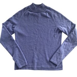 Wendy B. Cashmere Sweater Womens Medium Blue Mock Neck 100% Cashmere Pullover